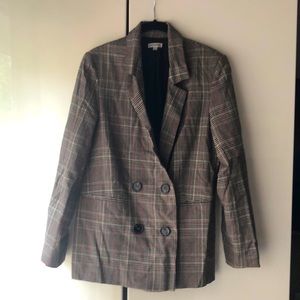 Plaid double breasted blazer